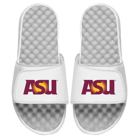 Men's ISlide White Arizona State Sun Devils Wordmark Logo Slide Sandals