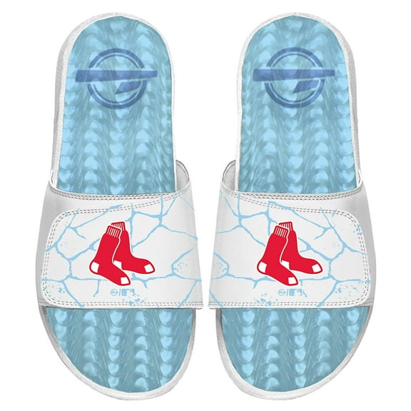 Men's ISlide  White Boston Red Sox Ice Gel Slide Sandals