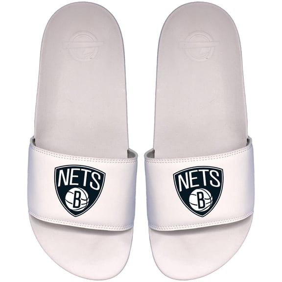 Men's ISlide White Brooklyn Nets Primary Motto Slide Sandals