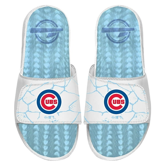 Men's ISlide White Chicago Cubs Ice Gel Slide Sandals