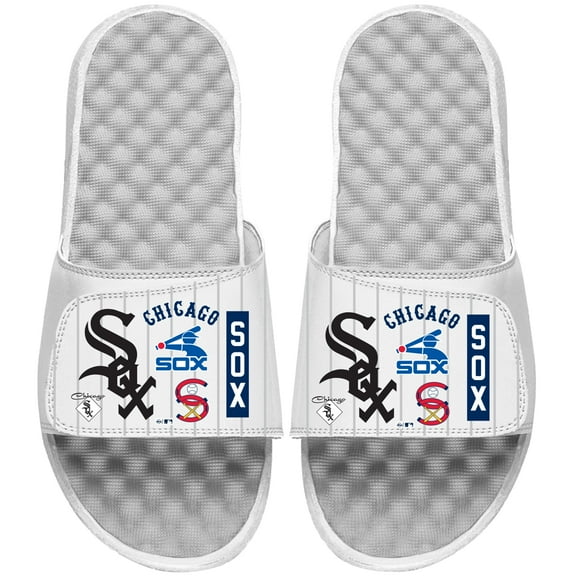 Men's ISlide White Chicago White Sox Collage Slide Sandals