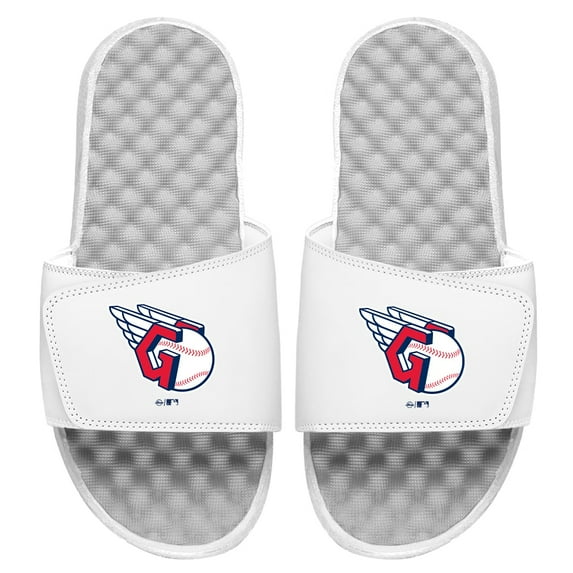 Men's ISlide White Cleveland Guardians Primary Logo Slide Sandals