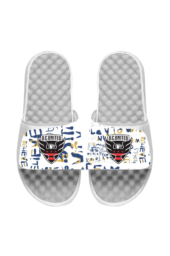 Men's ISlide White D.C. United Kick Cancer Slide Sandals