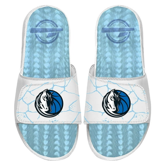 Men's ISlide White Dallas Mavericks Ice Gel Slide Sandals