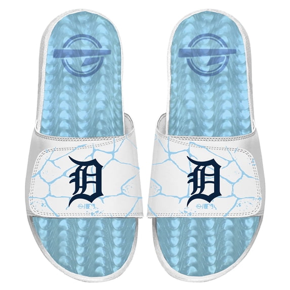 Men's ISlide White Detroit Tigers Ice Gel Slide Sandals