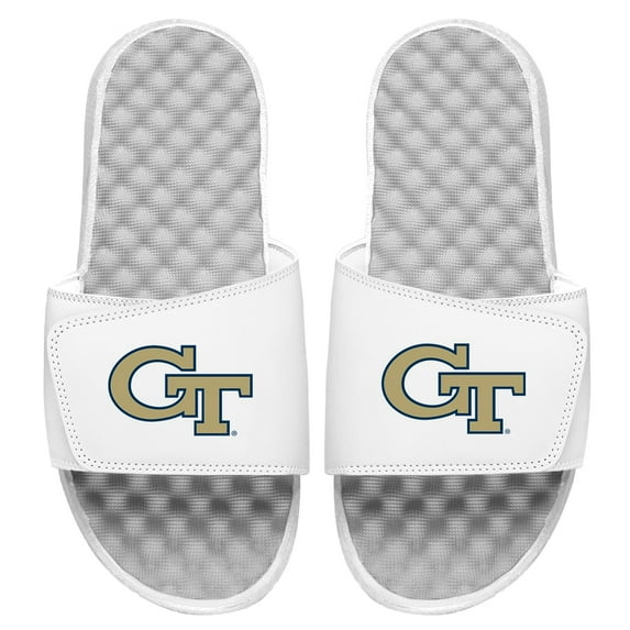Men's ISlide White Georgia Tech Yellow Jackets Primary Logo Slide Sandals