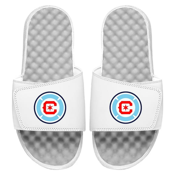 Men's ISlide White/Gray Chicago Fire Primary Logo Slide Sandals