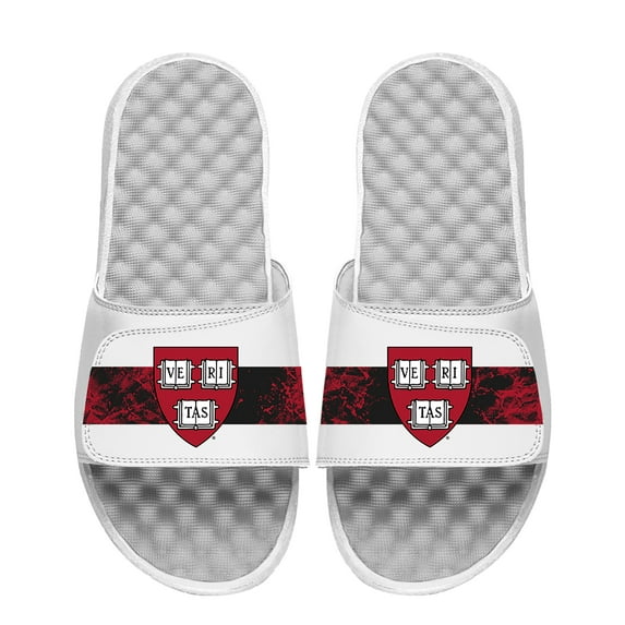 Men's ISlide White Harvard Crimson Distressed Slide Sandals