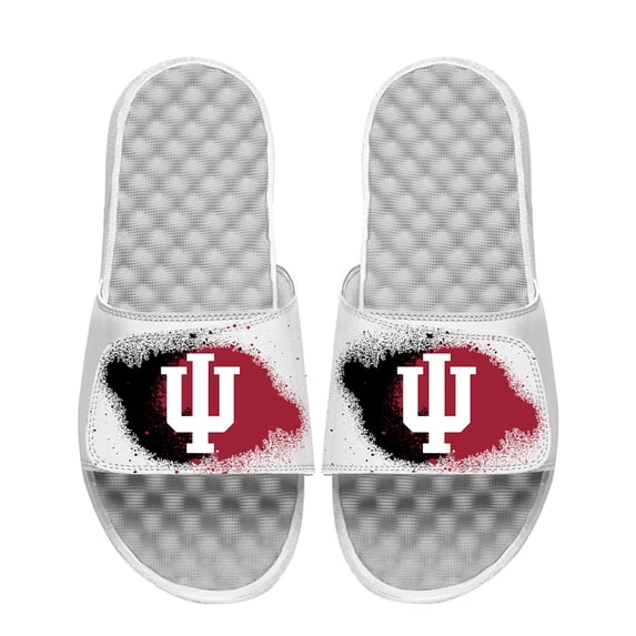 Men's ISlide White Indiana Hoosiers Spray Paint Slide Sandals