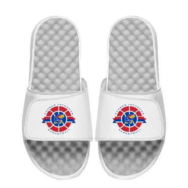 Men's ISlide White Kansas Jayhawks Basketball Logo Slide Sandals