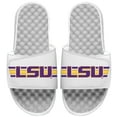 thumbnail image 1 of Men's ISlide White LSU Tigers Varsity Stripes Slide Sandals, 1 of 1