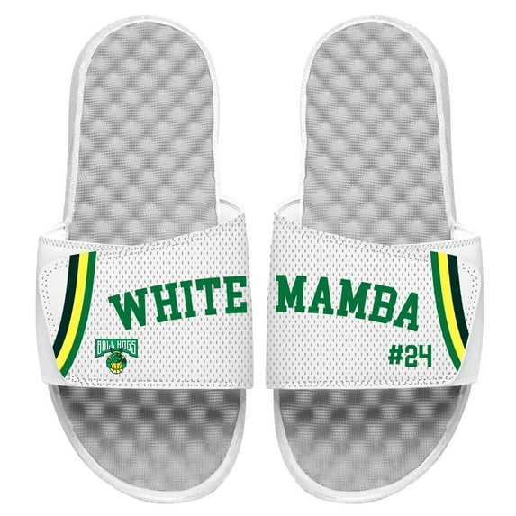 Men's ISlide White Mamba Ball Hogs White Statement Jersey Split Side Sandals