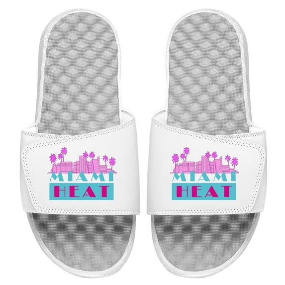 Men's ISlide White Miami Heat Local City Patch Design Slide Sandals
