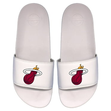Men's ISlide White Miami Heat Primary Logo Motto Slide Sandals