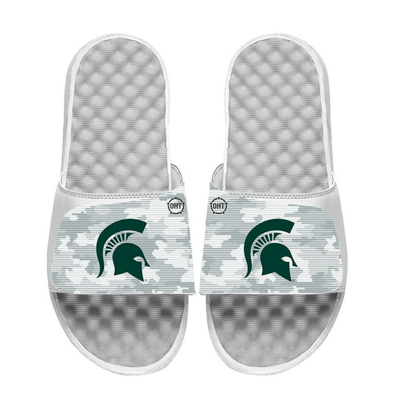 Men's ISlide White Michigan State Spartans Camo Slide Sandals