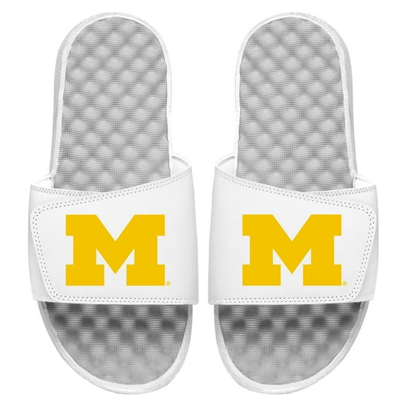 Men's ISlide White Michigan Wolverines Primary Logo Slides