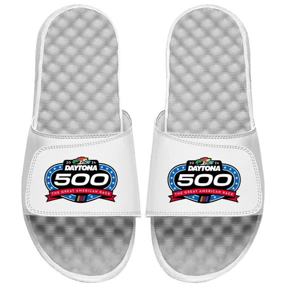 Men's ISlide White NASCAR 2024 Daytona 500 Slide Sandals
