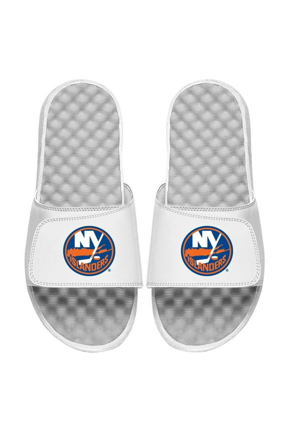 Men's ISlide White New York Islanders Primary Logo Slide Sandals