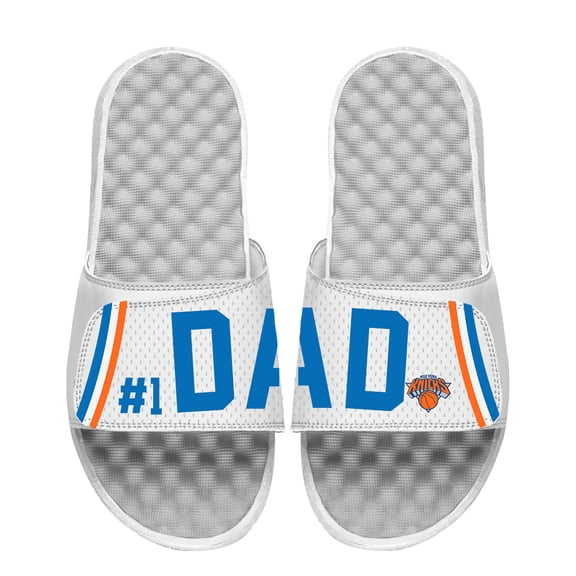 Men's ISlide White New York Knicks #1 Dad Slide Sandals