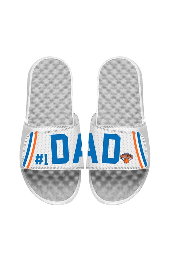 Men's ISlide White New York Knicks #1 Dad Slide Sandals