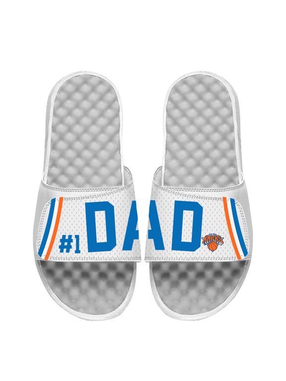 Men's ISlide White New York Knicks #1 Dad Slide Sandals