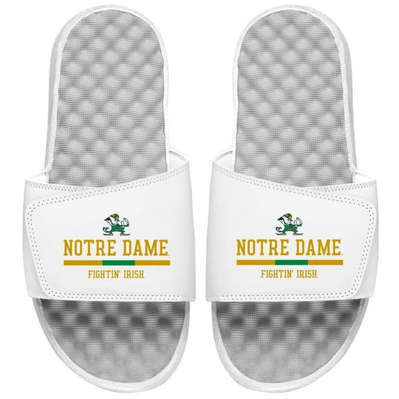 Men's ISlide White Notre Dame Fighting Irish Split Bar Slide Sandals