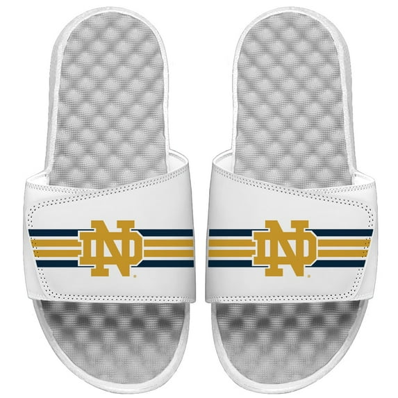 Men's ISlide White Notre Dame Fighting Irish Varsity Stripes Slide Sandals