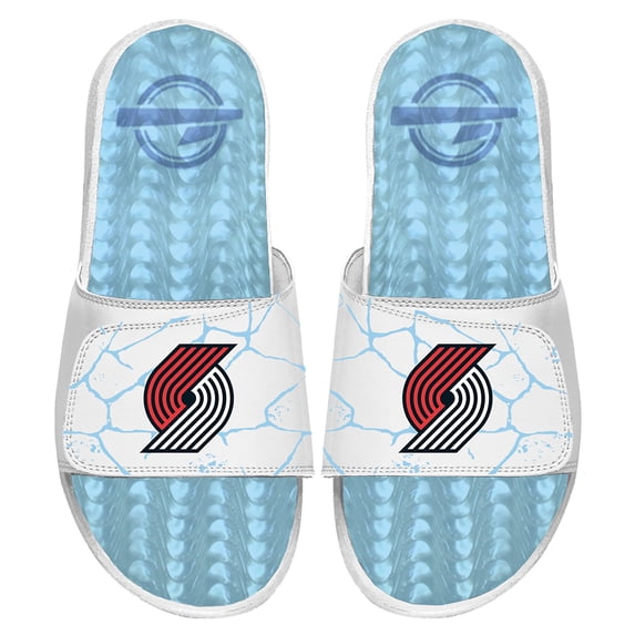 Men's ISlide White Portland Trail Blazers Ice Gel Slide Sandals