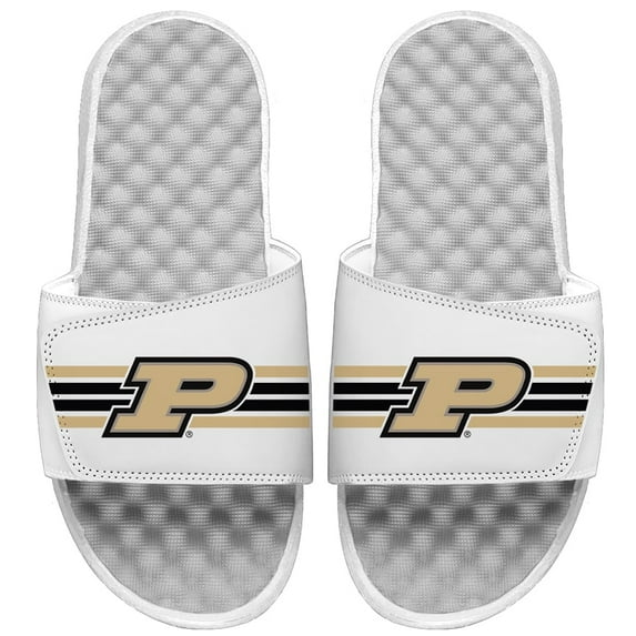 Men's ISlide White Purdue Boilermakers Varsity Stripes Slide Sandals