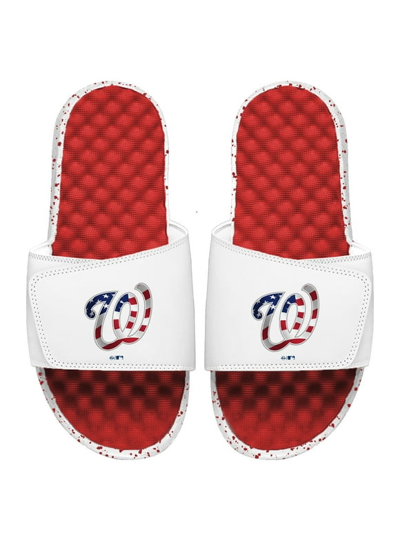 Men's ISlide White/Red Washington Nationals Americana Slide Sandals
