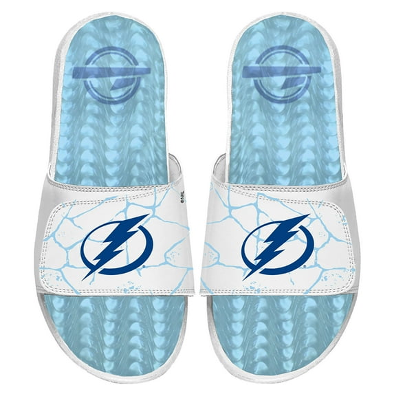 Men's ISlide White Tampa Bay Lightning Ice Gel Slide Sandals