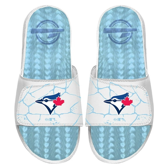 Men's ISlide White Toronto Blue Jays Ice Gel Slide Sandals