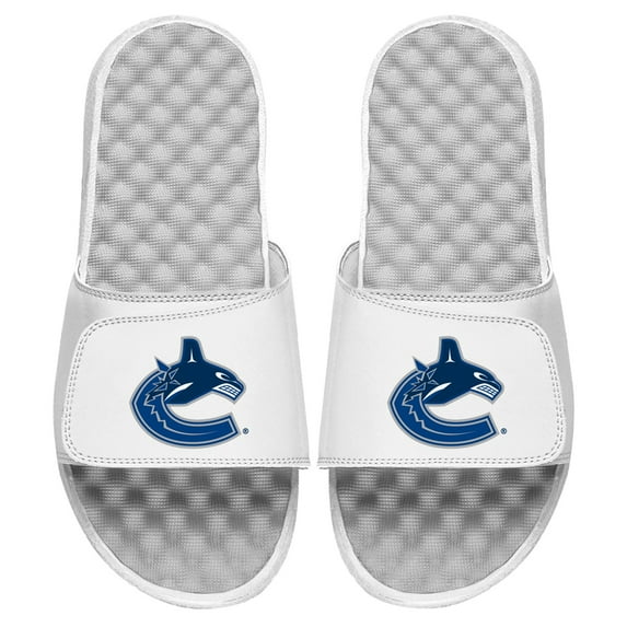 Men's ISlide White Vancouver Canucks Primary Logo Slide Sandals