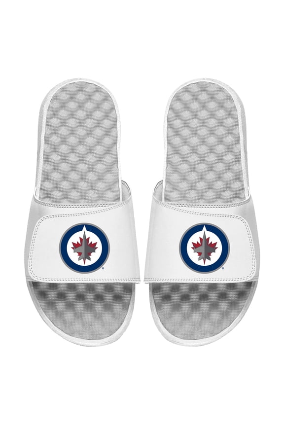 Men's ISlide White Winnipeg Jets Primary Logo Slide Sandals