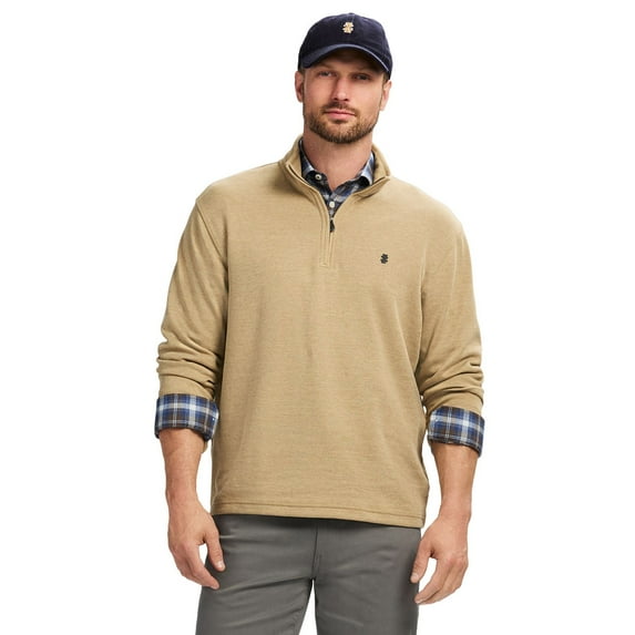 Men's IZOD 1/4-Zip Long Sleeve Sweatshirt Color: Camel Heather Size: XXL