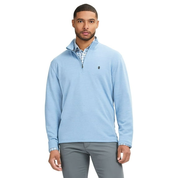 Men's IZOD 1/4-Zip Long Sleeve Sweatshirt Color: Chambray Blue Size: M