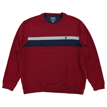 IZOD Mens Red Stripe Jaspe Fleece Crew Neck Pullover Sweatshirt XX-Large