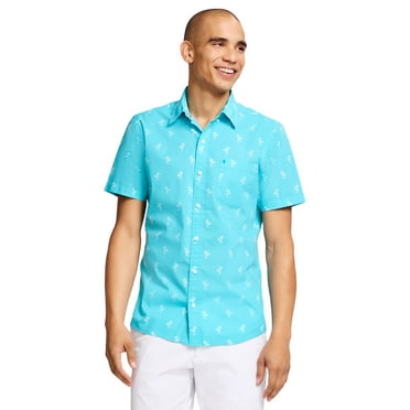Men's IZOD Classic Breeze Printed Short Sleeve Button-Down Shirt Color: Palms Size: M