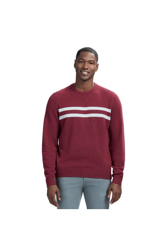 Men's IZOD Classic Crewneck Sweater Color: Maroon Chest Stripe Size: XXL