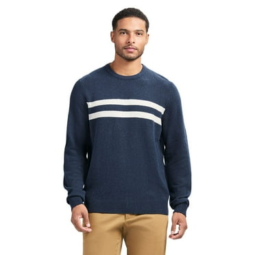 Men's IZOD Classic Crewneck Sweater Color: Navy Chest Stripe Size: XL