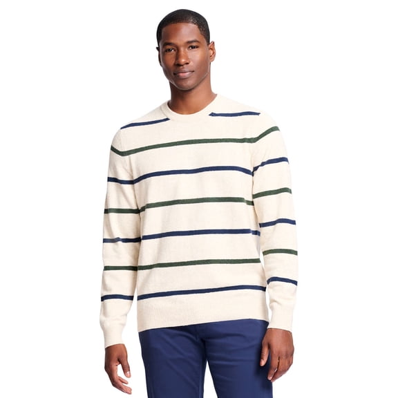 Men's IZOD Classic Crewneck Sweater Color: Rock Heather Stripe Size: M