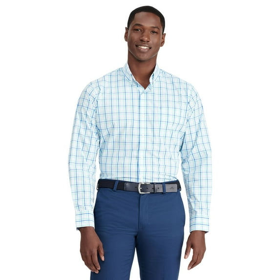 Men's IZOD Classic Plaid Button-Down Shirt Color: Beveled Glass Size: L