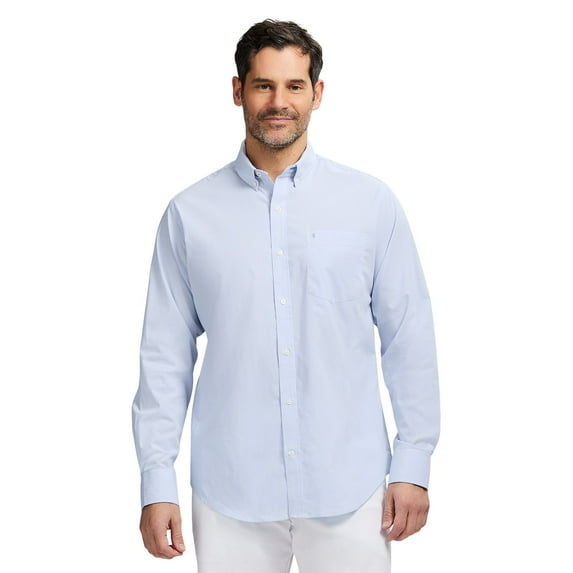 Men's IZOD Performance Comfort Long Sleeve Button Down Woven Shirt Color: Cornflower Blue Stripe Size: XL
