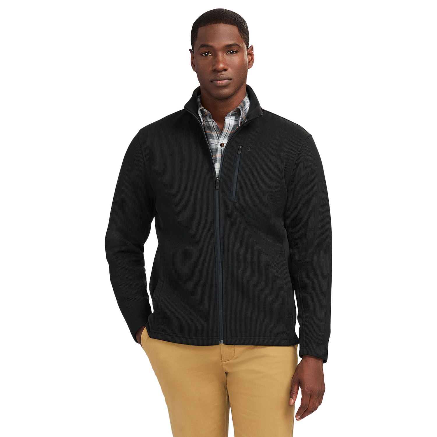 Men s IZOD Shaker Fleece Jacket Color Black Size XXL