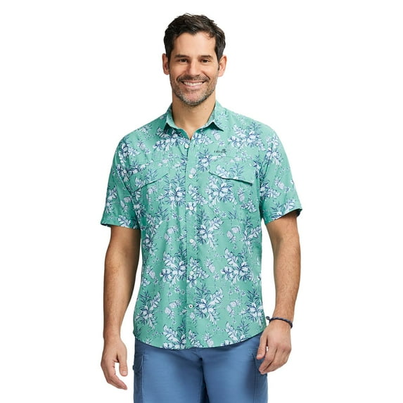 Men's IZOD Sunshield Performance Button Front Shirt Color: Wasabi Palm Size: M