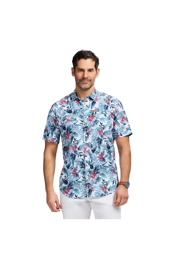 Men's IZOD Sunshield Performance Button Front Shirt Color: White Flowers Size: XXL