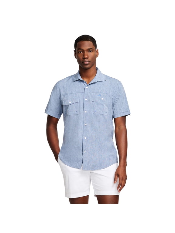 Men's IZOD Sunshield Performance Short Sleeve Button Down Shirt Color: Twilight Blue Size: XL