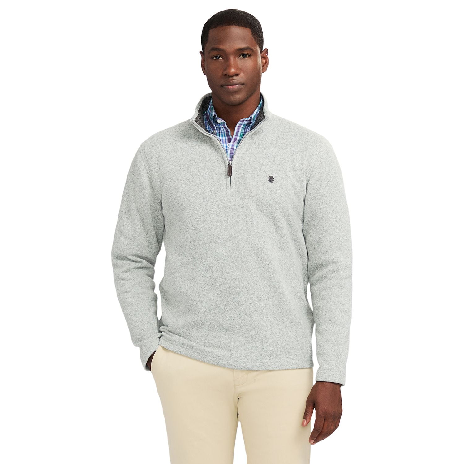 Men's IZOD Thermasoft Quarter-Zip Fleece Sweater Color: Light Gray