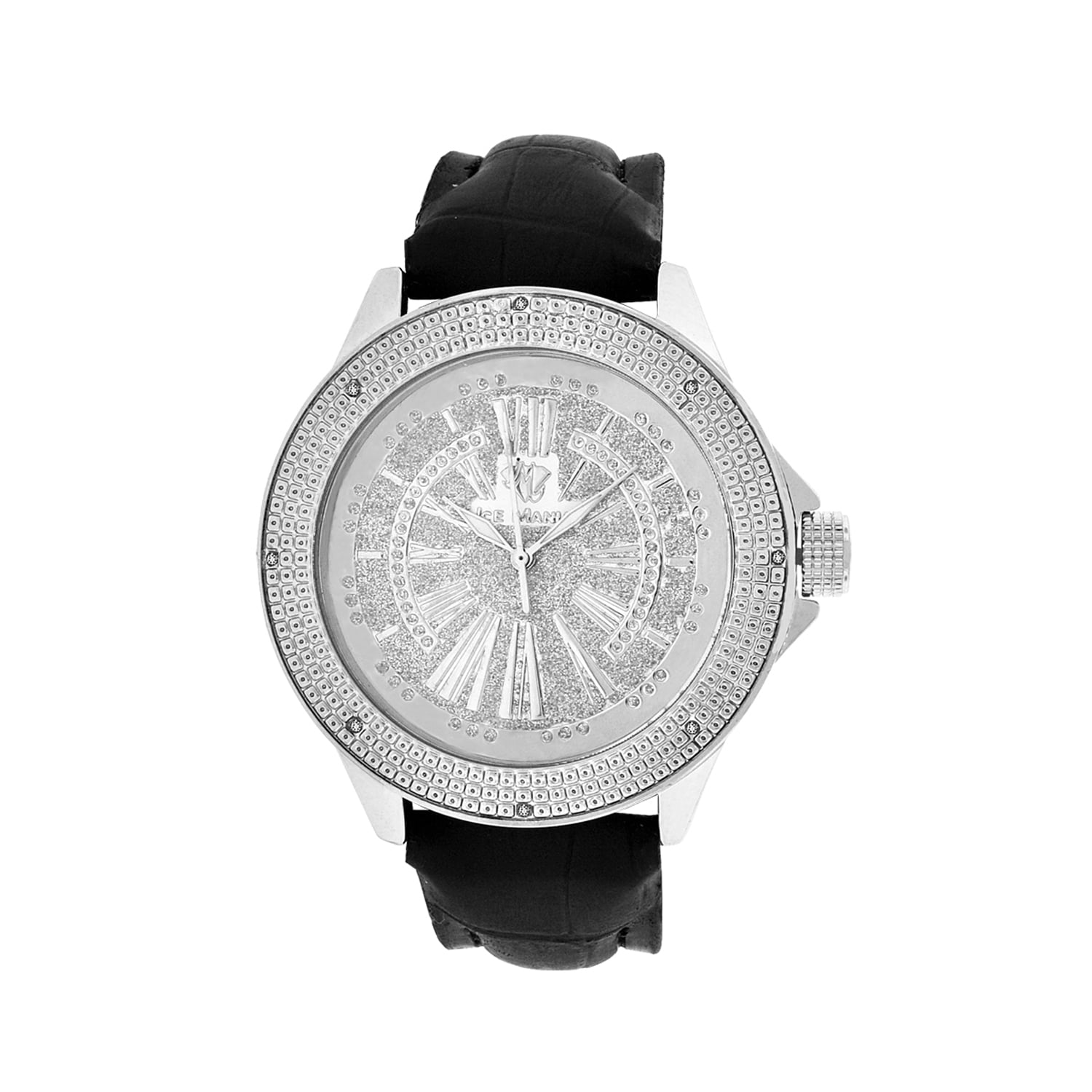 Men's Ice Mania IM3054 Genuine Diamond Roman Marker Illusion Dial Watch 0.08 CT.