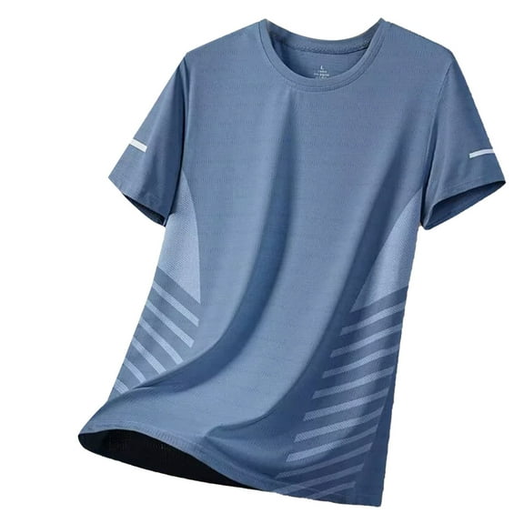 Men's Ice Screen Eye Breathable Thin Solid Color Casual Summer Crew Neck T-Shirt Youth Style